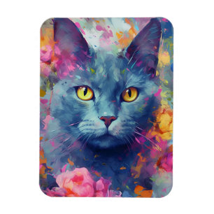 Magnet Flexible Chat bleu russe coloré