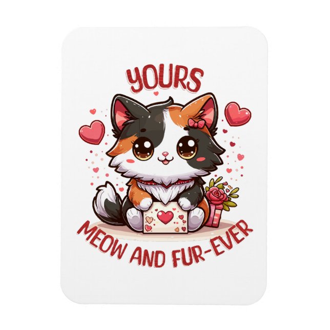 Magnet Flexible Chat calicot adorable pour la Saint-Valentin  (Vertical)