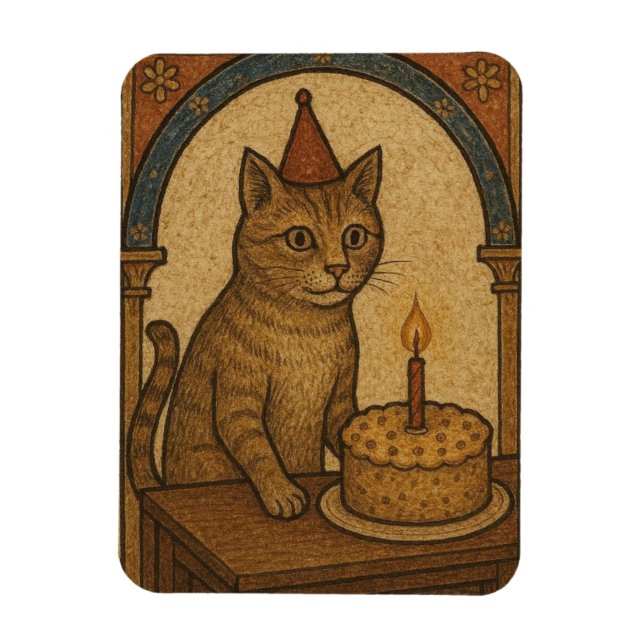 Magnet Flexible Chat d'anniversaire médiéval (Vertical)