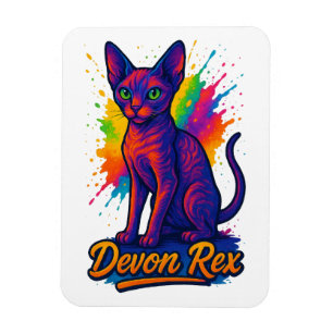 Magnet Flexible Chat d'Art Pop Rex Devon Vibrant - Néon coloré