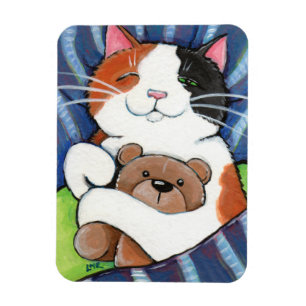 Magnet Flexible Chat de calicot de sommeil et ours de nounours