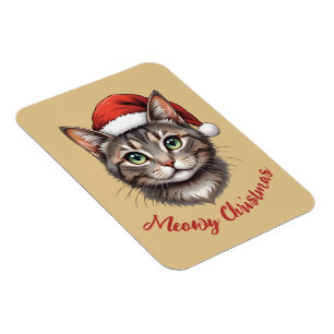 Magnet Flexible Chat de Noël mignon personnalisé avec chapeau de P