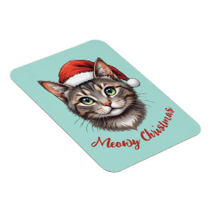 Magnet Flexible Chat de Noël mignon personnalisé avec chapeau de P