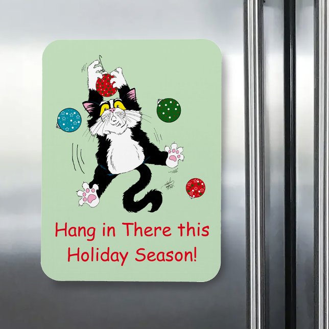 Magnet Flexible Chat de Noël noir blanc Tuxedo (Créateur téléchargé)