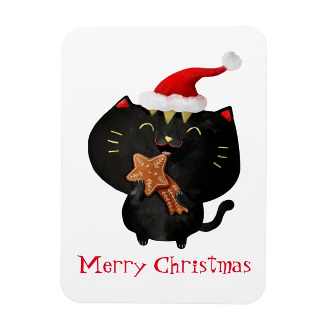Magnet Flexible Chat de Noël Noir Cute (Vertical)