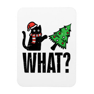 Magnet Flexible Chat de Noël renversant l'arbre de Noël Drôle