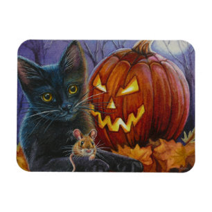 Magnet Flexible Chat d'Halloween et souris n° 2 Aquarelle Art
