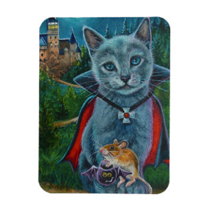 Magnet Flexible Chat d'Halloween et souris n° 3 Aquarelle Art