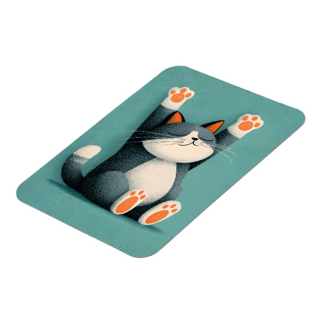 Magnet Flexible Chat drôle qui dort professionnellement (Côté Gauche)
