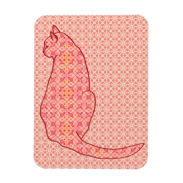 Magnet Flexible Chat japonais - Coral Orange Batik (Vertical)