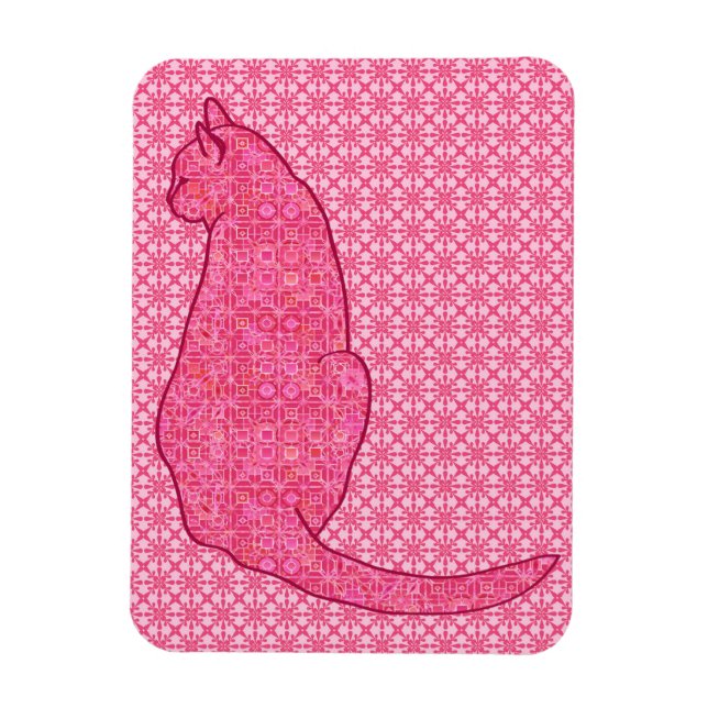Magnet Flexible Chat japonais - Fuchsia Pink Batik (Vertical)