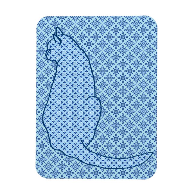 Magnet Flexible Chat japonais - Kimono bleu (Vertical)