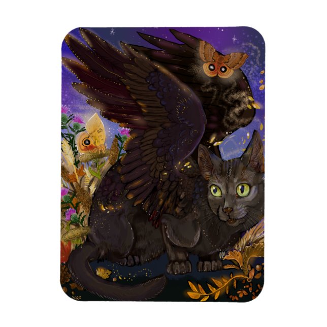 Magnet Flexible Chat magique de l'automne du corbeau (Vertical)