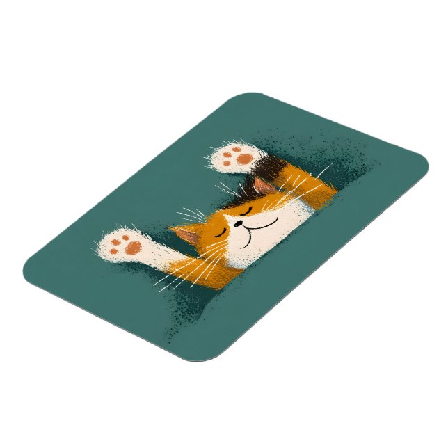 Magnet Flexible Chat mignon drôle qui fait une sieste (Côté Gauche)