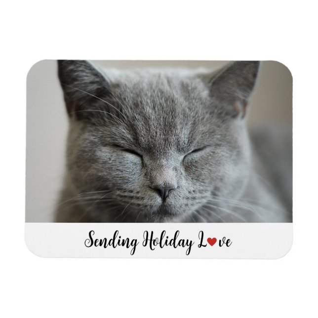 Magnet Flexible Chat mignon Envoi de vacances Amour (Horizontal)
