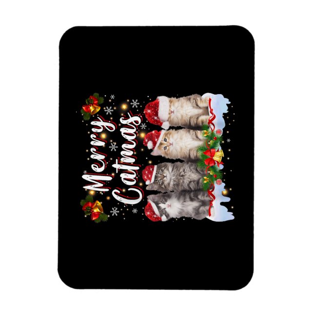 Magnet Flexible Chat Noël Santa Hat Funny Joyeux Noël (Vertical)