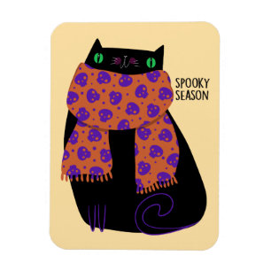 Magnet Flexible Chat noir automne saison Halloween Éffrayant migno
