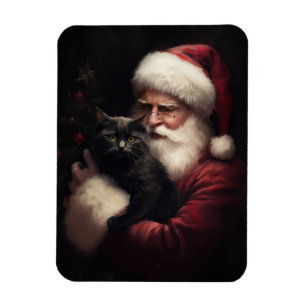 Magnet Flexible Chat noir avec Noël Festif du Père Noël