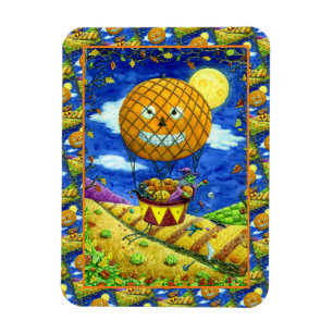 MAGNET FLEXIBLE CHAT NOIR DANS L'AIR CHAUD BALLON HUMOUR ART FOLK