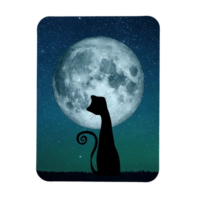 Magnet Flexible Chat noir dans le aimant flexible Lune (Vertical)
