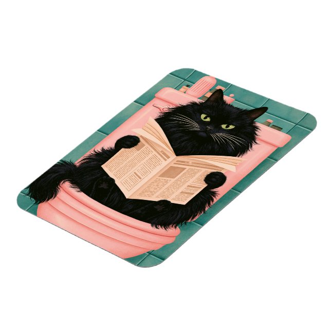 Magnet Flexible Chat noir drôle de salle de bain  (Côté Gauche)