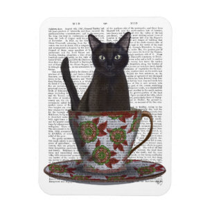 Magnet Flexible Chat noir en Teacup