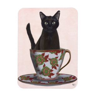 Magnet Flexible Chat noir en Teacup
