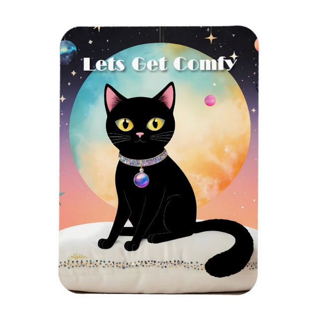 Magnet Flexible Chat Noir - Installons-Nous Confortablement (Vertical)