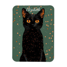 Chat noir mystique avec yeux orange et Parties sci