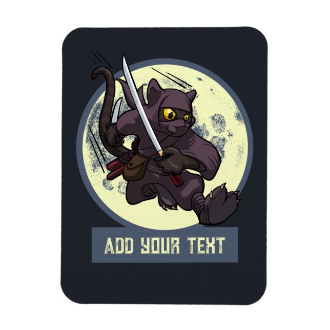 Magnet Flexible Chat noir ninja sautant Artwork Animalier Alternat (Vertical)