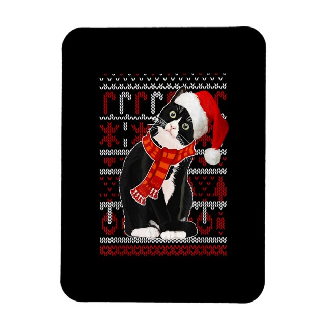 Magnet Flexible Chat noir Santa Hat Vilain Chat de Noël Chat Lov (Vertical)
