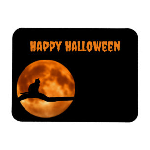 Magnet Flexible Chat noir sous Orange Moon Étiquette retour
