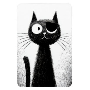 Magnet Flexible Chat Pirate - Jolie Illustration Minimaliste de Ch