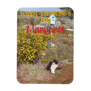 Magnet Flexible Chat Smoking Mignon Rouge Jaune Saint-Valentin Nom