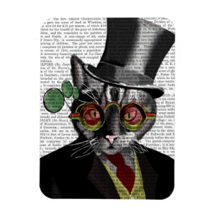 Magnet Flexible Chat Steampunk - Chapeau supérieur et verres jaune