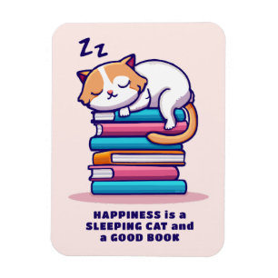 Magnet Flexible Chat sur une pile de livres Cute Personnalisé Litt