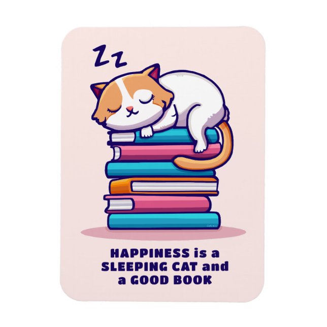 Magnet Flexible Chat sur une pile de livres Cute Personnalisé Litt (Vertical)