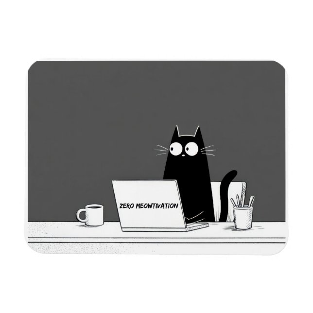 Magnet Flexible Chat Zéro Motivation – Dessin animé drôle de trava (Horizontal)