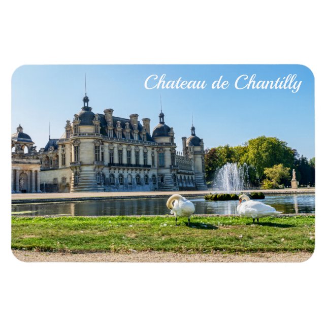 Magnet Flexible Château de Chantilly, fontaine et deux cygnes (Horizontal)