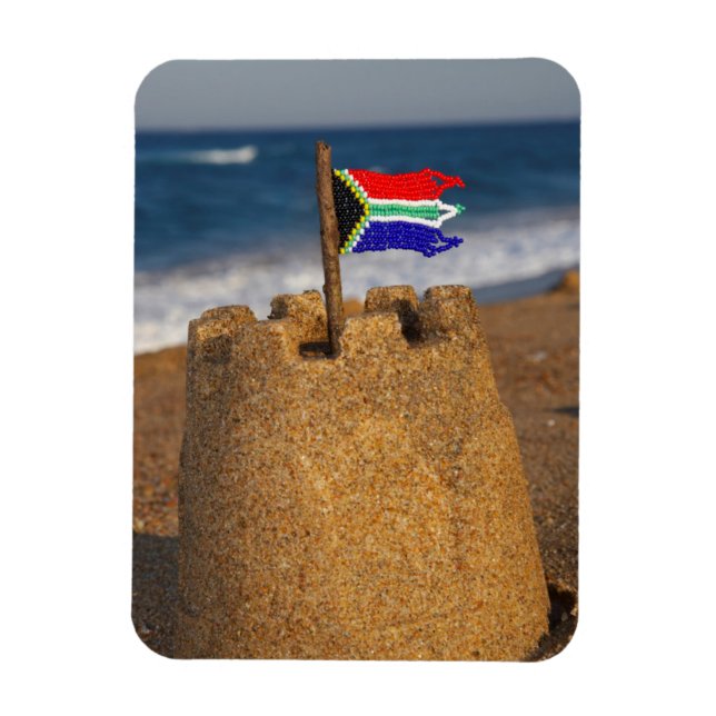 Magnet Flexible Château de Sable Avec Drapeau Sud-Africain, Umhlan (Vertical)