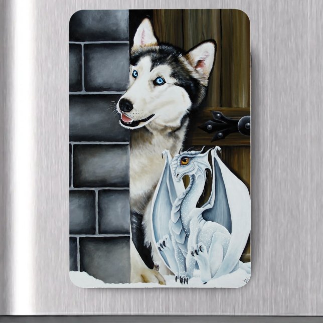 Magnet Flexible Château Dragon Chien Husky Fantaisie d'Hiver Fanta (Créateur téléchargé)