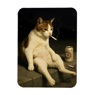 Magnet Flexible Chaton Cigarette Mème Drôle de Chat qui Fume Génér