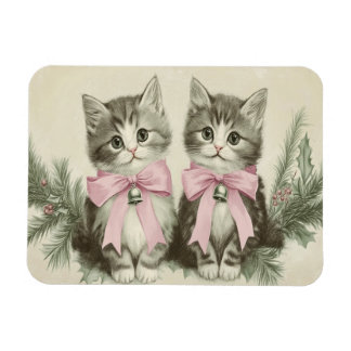 Magnet Flexible Chatons De Noël Vintage Avec Vaches Roses Flexible