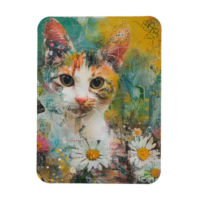 Magnet Flexible Chats d'aquarelle Boho - Art de la féline terrestr (Vertical)
