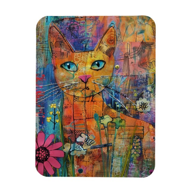 Magnet Flexible Chats d'aquarelle Boho - Art de la féline terrestr (Vertical)