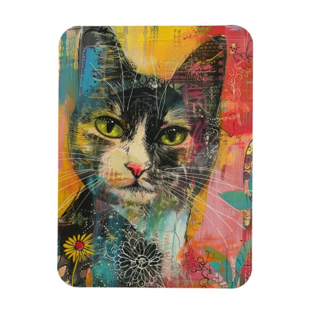 Magnet Flexible Chats d'aquarelle de Boho - Art Feline de Terre (6 (Vertical)