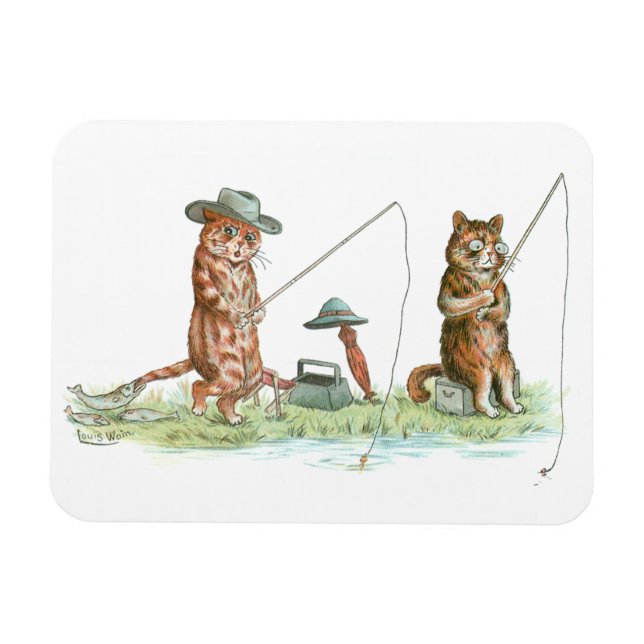 Magnet Flexible Chats de pêche par Louis Wain (Horizontal)