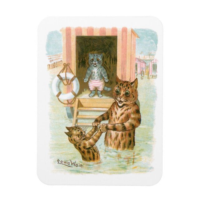 Magnet Flexible Chats de plage par Louis Wain (Vertical)