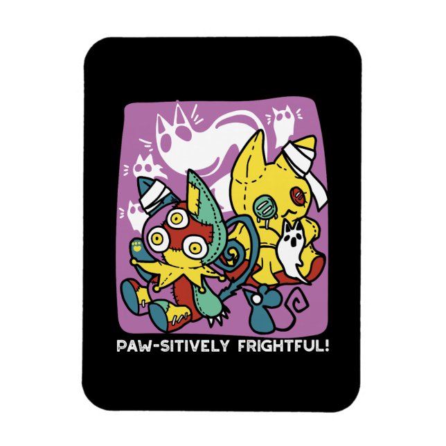 Magnet Flexible Chats déplaisants Halloween Art : Paw-sitly Fright (Vertical)