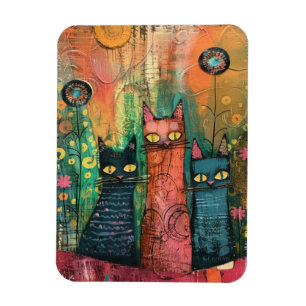 Magnet Flexible Chats en aquarelle Boho - Earthy Feline Art
